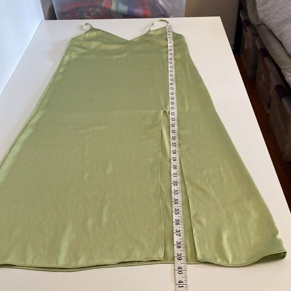 Aritzia Wilfred Satin Slip Dress with Thigh Slit in Light Green Size XS - Picture 13 of 13